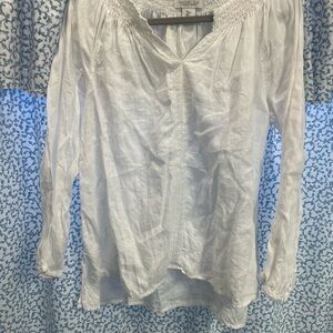 Rachel Zoe White Blouse 100% Linen